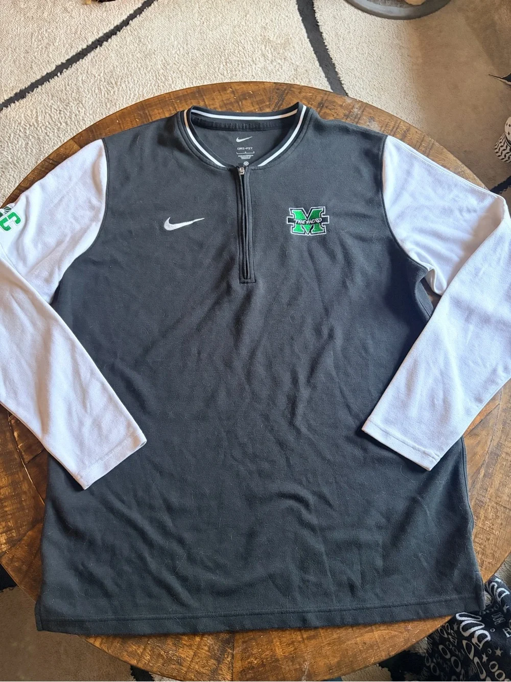 Nike Black & White Marshall Thundering Herd Quarter Zip